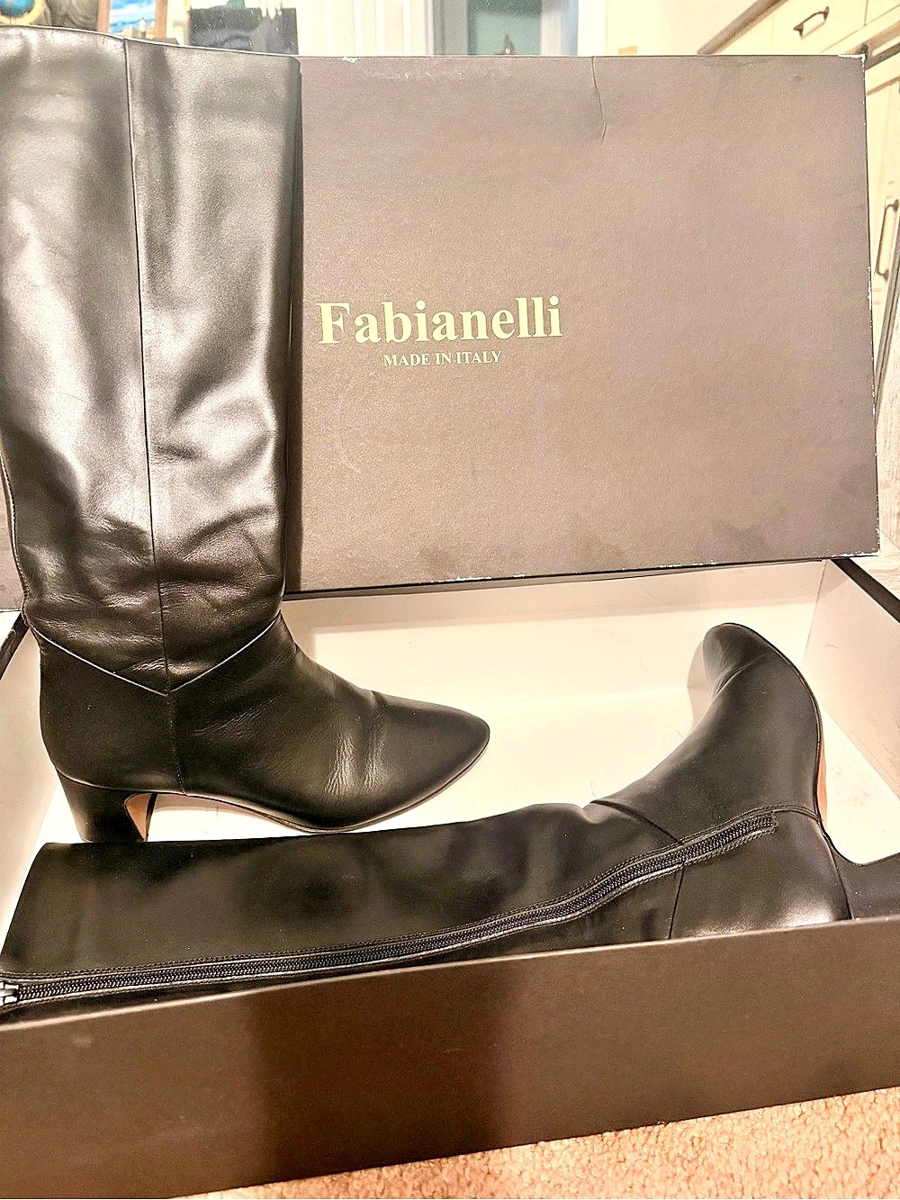 Fabianelli Black Knee High Heeled Boots
